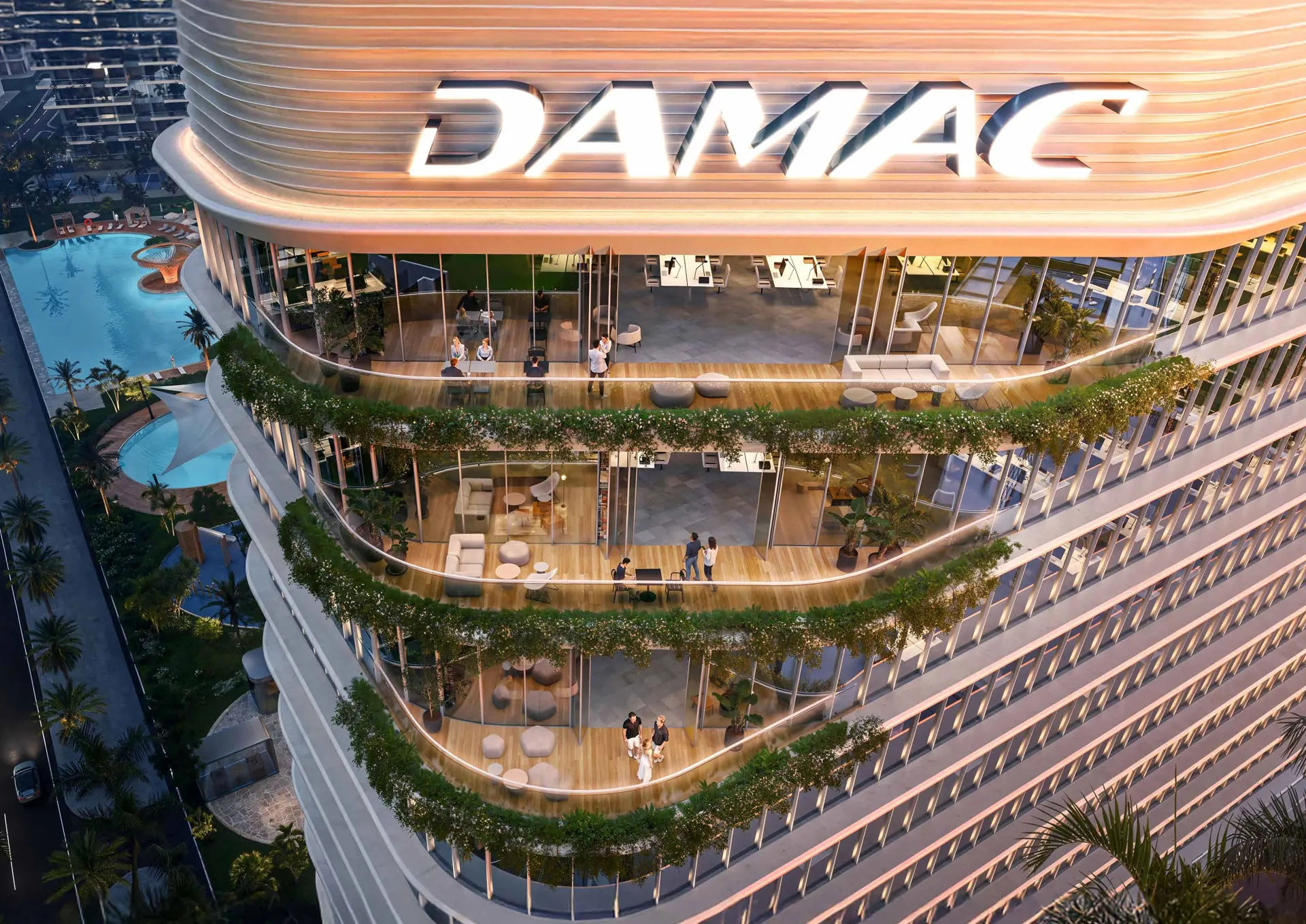 Green terraces on the DAMAC District office tower