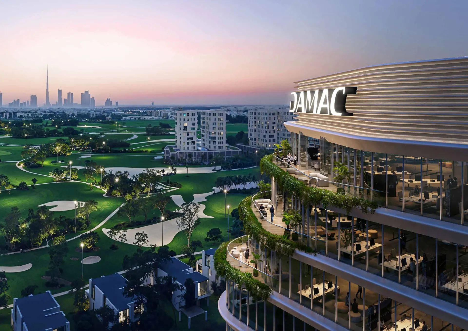 Office terrace with fairway views at DAMAC District