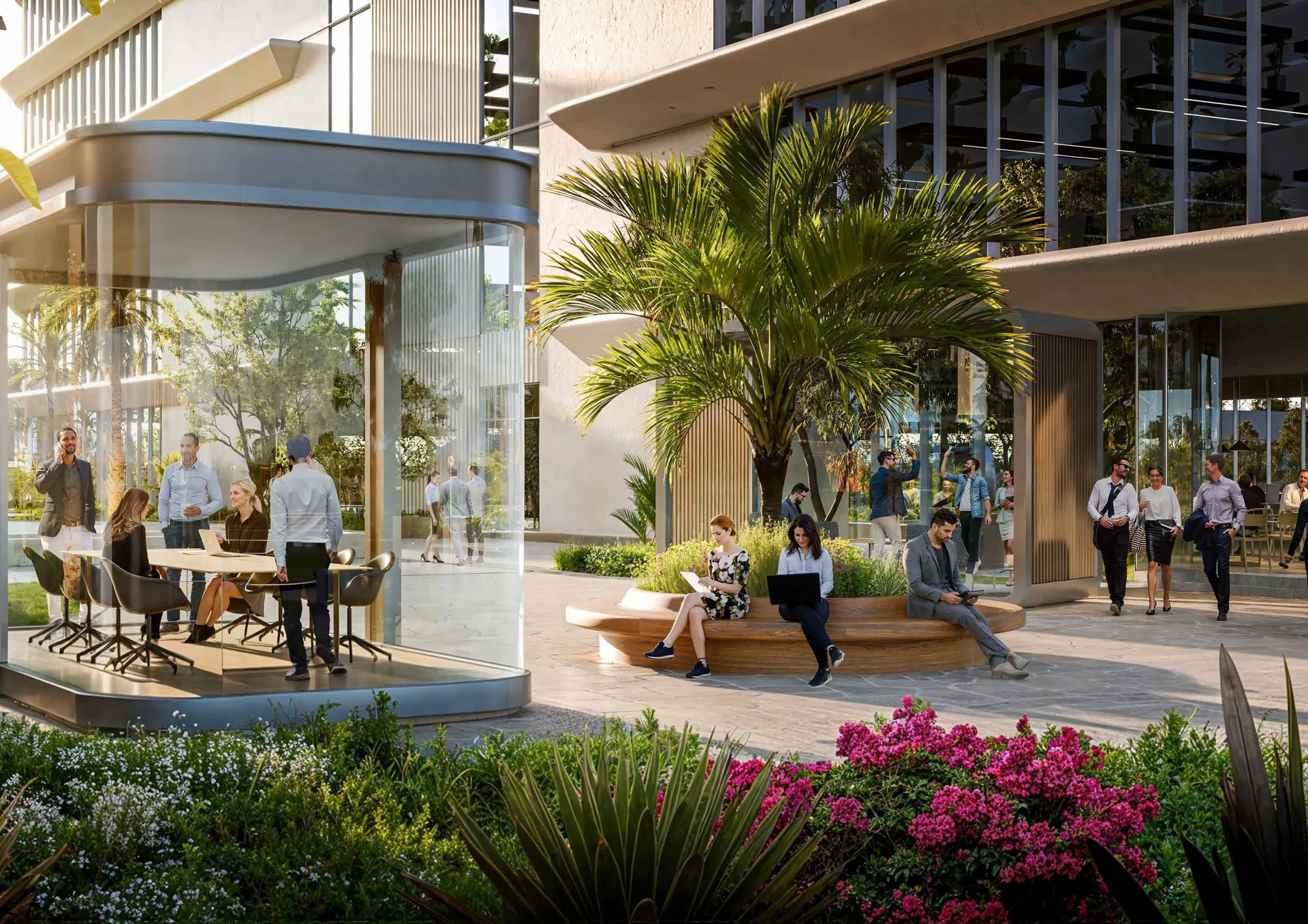 Outdoor meeting pods at DAMAC District