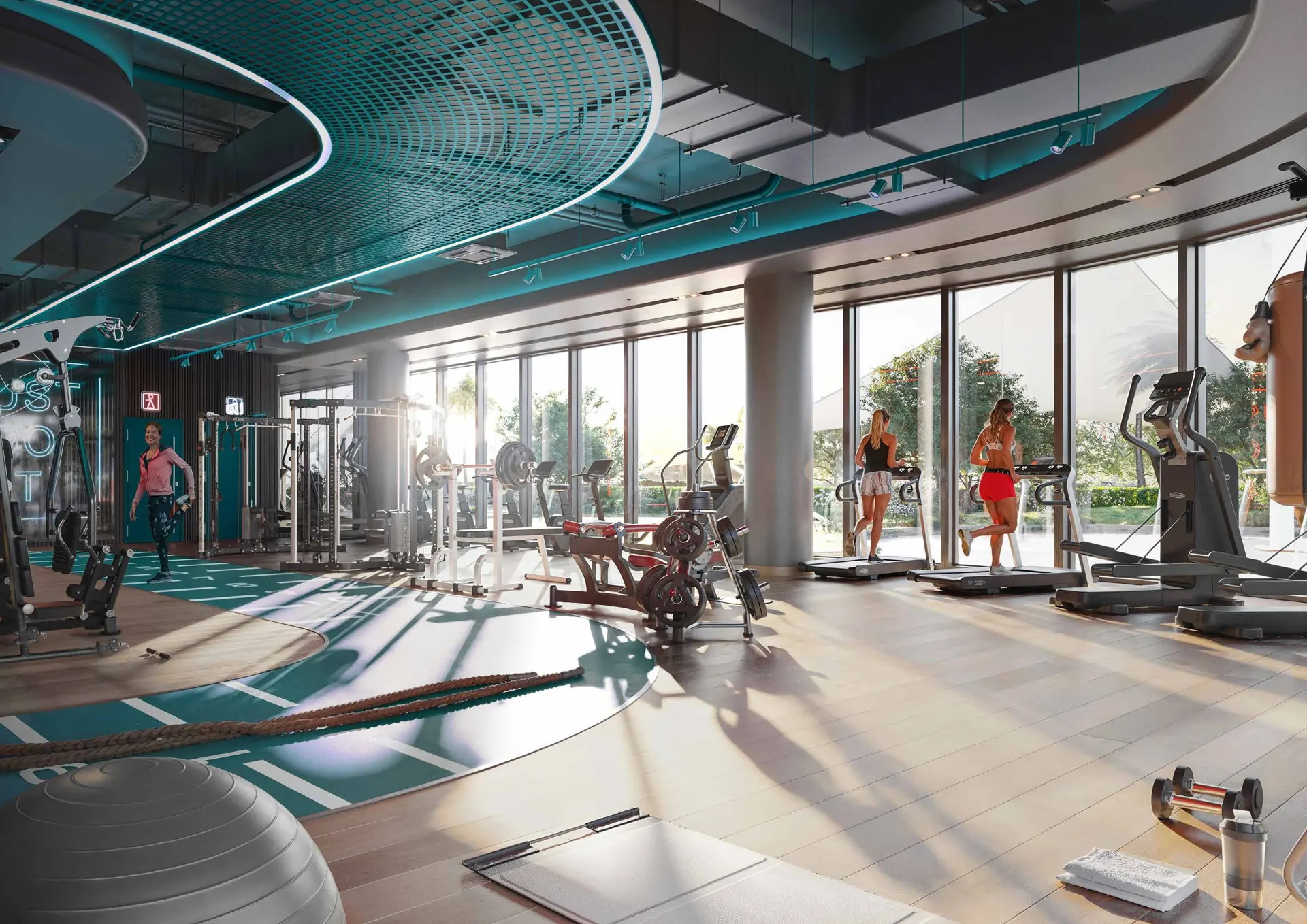 Indoor gym in the DAMAC District office tower
